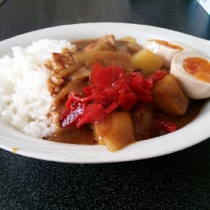 ゆで卵を味たまごにしてみました♪
カレーと合いますね！
美味しかったです。ごちそうさまでした！